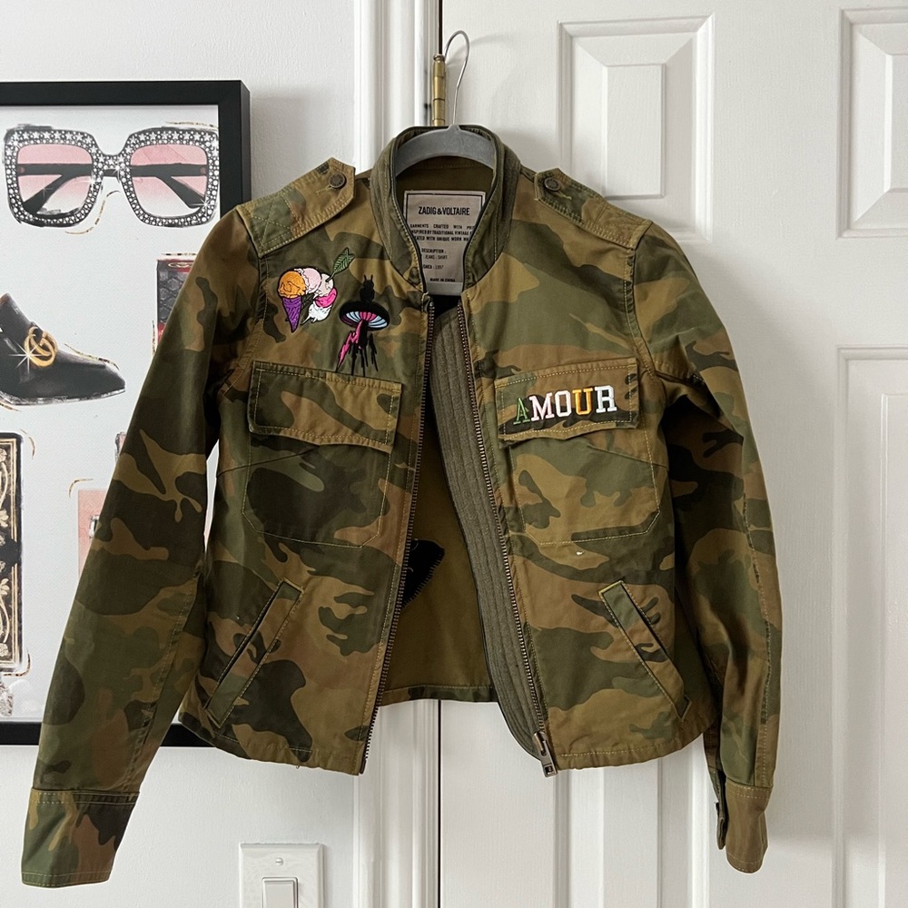 Zadig & Voltaire camouflaged patched jacket